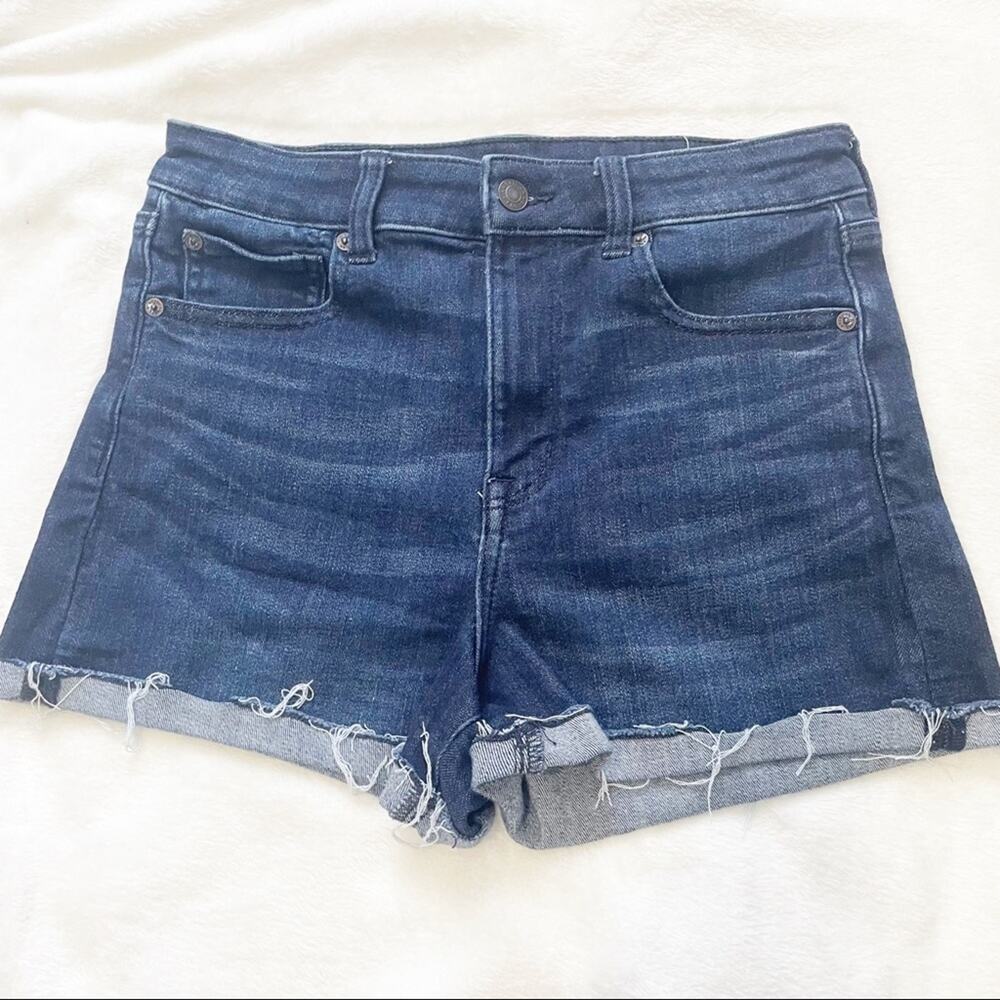 American Eagle high rise shortie stretch shorts 8 blue denim